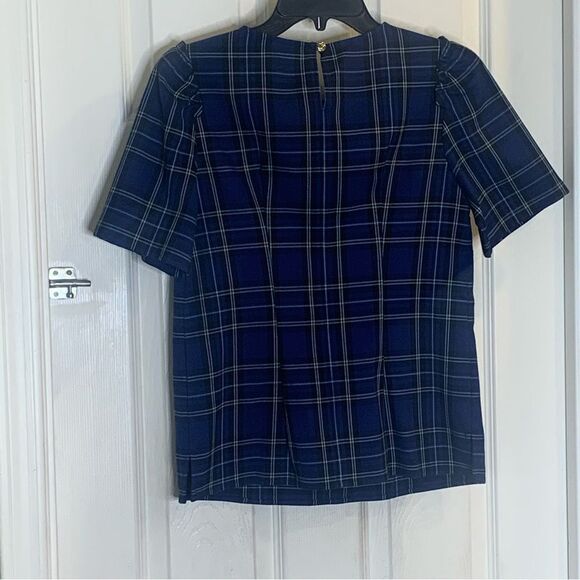 Draper James Blue Plaid Puff Sleeve Blouse Size 0 - Picture 4 of 10